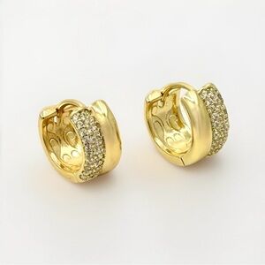 Double Layer Zircon Hoop Earrings | 14K Gold Plated Chic Everyday Jewelry